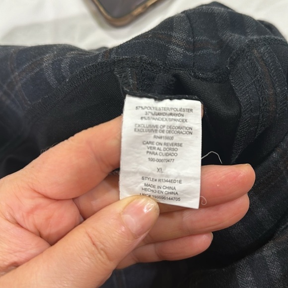 Rewind Plaid Navy Women's Pants - Picture 2 of 8